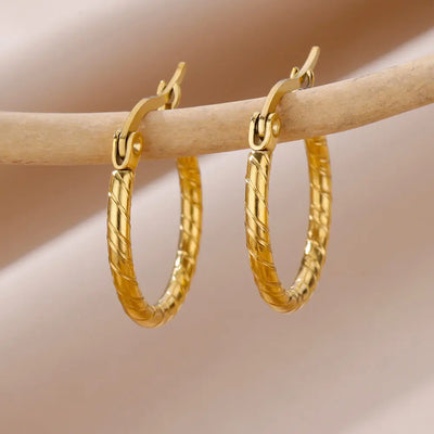 Stainless Steel Earrings for Women Gold Color Round Hoop Earrings 2023 Trending New Classic Couple Ear Piercing Jewelry aretes