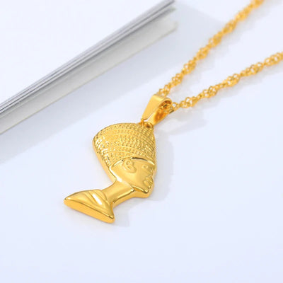 Vintage Egyptian Queen Nefertiti Necklaces For Women Stainless Steel Choker Necklace Black History Month Jewelry Gift