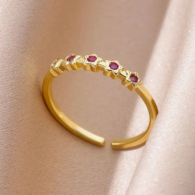 Mini Water Drop Zircon Ring Stainless Steel Gold Color — Adjustable Elegance
