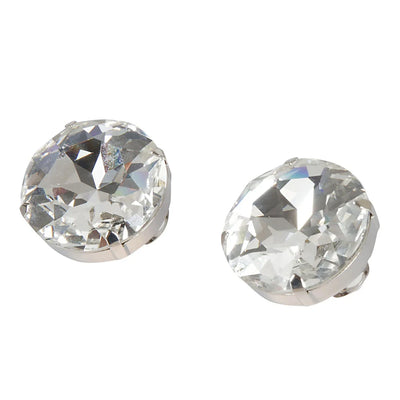 Pendientes Stonefans grandes y redondos con clip para las orejas, joyería sin perforaciones para mujer, pendientes de clip con cristales brillantes de diseñador, accesorios de boda