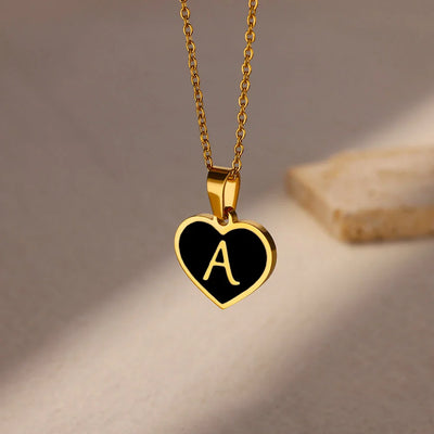 Collares con letras iniciales para mujer, cadena de clavícula, colgante de corazón, alfabeto, joyería de acero inoxidable, regalo