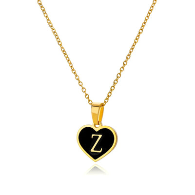Collares con letras iniciales para mujer, cadena de clavícula, colgante de corazón, alfabeto, joyería de acero inoxidable, regalo
