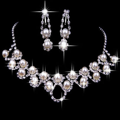Luxury Rhinestone & Faux Pearl Bridal Jewelry Set