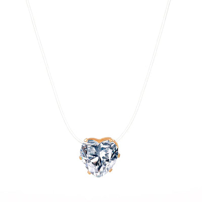 Transparent Fishing Line Necklace for Women Invisible Chain Clavicle Chain Rhinestone Zircon Heart Choker Trendy Jewelry