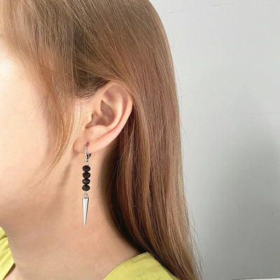 Billy Hargrove Style Pendant Stud Earrings on model's ear.