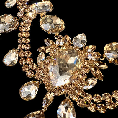 Stonefans Yellow Rhinestone Statement Choker Necklace for Women Exaggerated Water Drop Crystal Collar Choker Christmas Jewelry