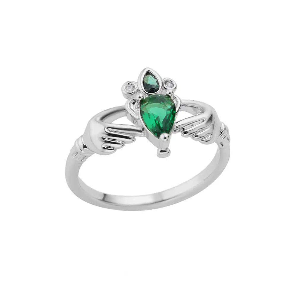 Anillo de acero inoxidable de lujo en tono dorado con piedra preciosa simulada.