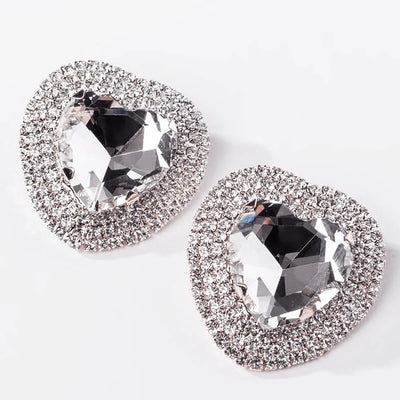 Pendientes colgantes con forma de corazón de cristal grande de Stonefans