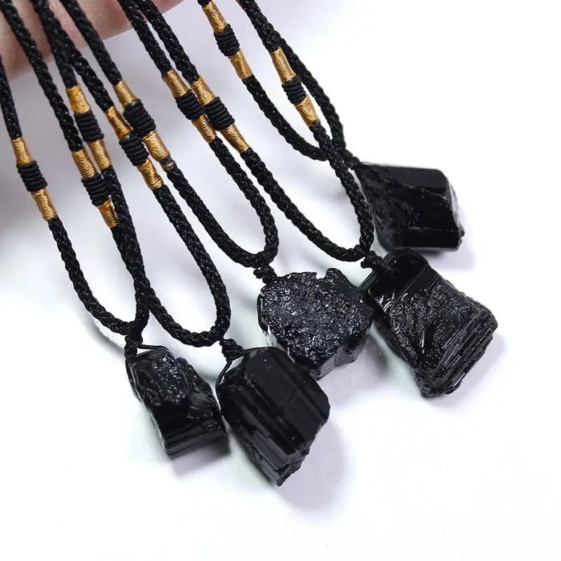Natural Crystal Black Tourmaline Stone Necklace