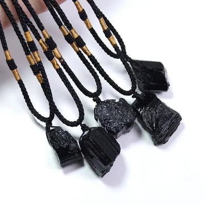 Natural Crystal Black Tourmaline Stone Necklace