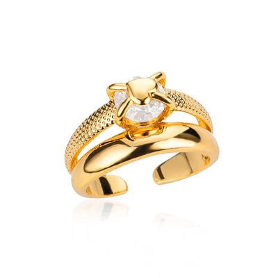 Zircon Crystal Stone Rainbow Rings For Women Stainless Steel Gold Color Wedding Couple Ring Christmas Jewelry Gift Bijoux Femme