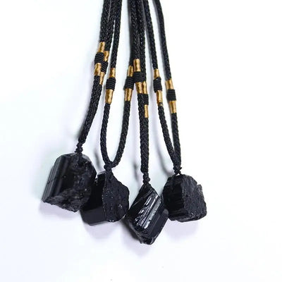Natural Crystal Black Tourmaline Stone Necklace