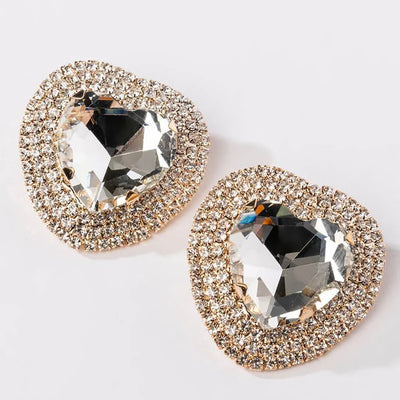 Pendientes colgantes con forma de corazón de cristal grande de Stonefans