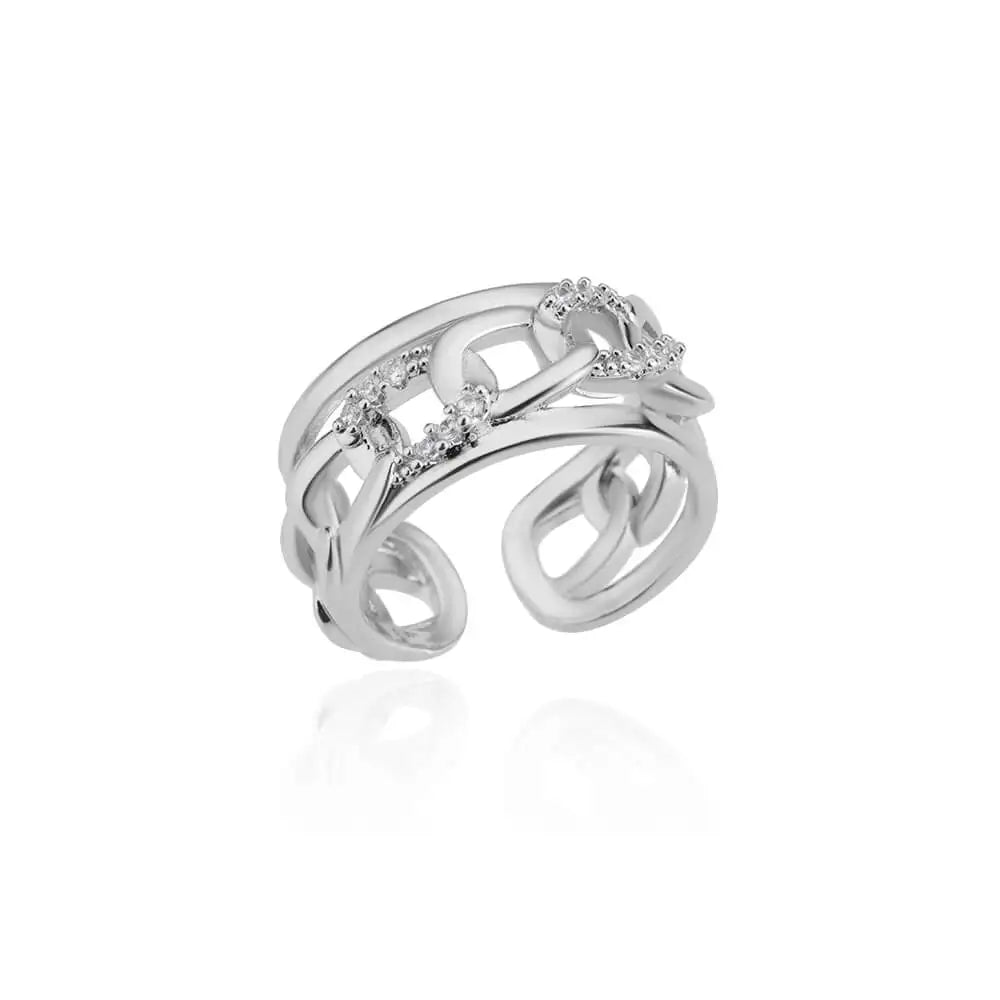 Zircon Crystal Stone Rainbow Rings For Women Stainless Steel Gold Color Wedding Couple Ring Christmas Jewelry Gift Bijoux Femme