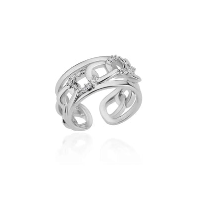 Zircon Crystal Stone Rainbow Rings For Women Stainless Steel Gold Color Wedding Couple Ring Christmas Jewelry Gift Bijoux Femme