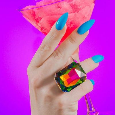 Stone Fans Gorgeous Rectangle Crystal Large Rings Statement Colorful Champagne Jewelry Adjustable Exaggerated Ring for Women