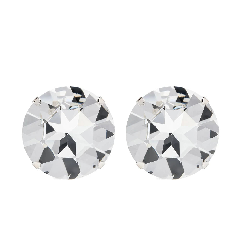 Pendientes Stonefans grandes y redondos con clip para las orejas, joyería sin perforaciones para mujer, pendientes de clip con cristales brillantes de diseñador, accesorios de boda