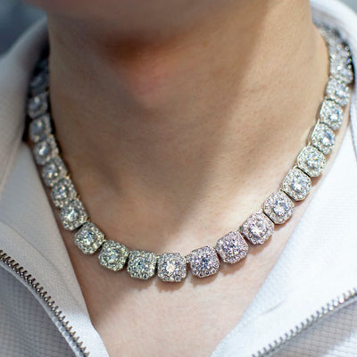 CUC 12mm Square Clustered Chain Necklace For Women Men HipHop Link Choker Iced Out Zirconia Gold Color Fashion Rock Jewelry