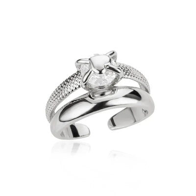 Zircon Crystal Stone Rainbow Rings For Women Stainless Steel Gold Color Wedding Couple Ring Christmas Jewelry Gift Bijoux Femme
