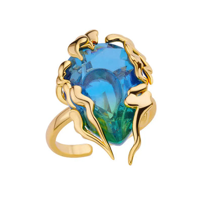 Zircon Flame Drop Rings For Women Gold Color Stainless Steel Water Drop Adjustable Ring Femme Wedding Party Jewelry Gift Femme