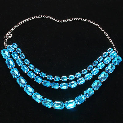 Stonefans Colourful Square Jewelry Set Choker Statement Accessories Fashion Geometric Rhinestone Necklace Ring Set for Women