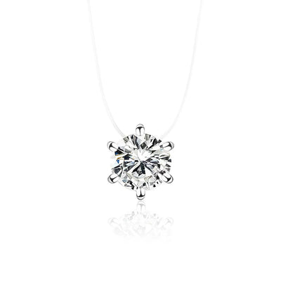 Transparent Fishing Line Necklace for Women Invisible Chain Clavicle Chain Rhinestone Zircon Heart Choker Trendy Jewelry