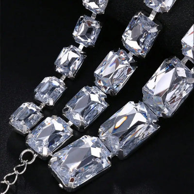 Stonefans Colourful Square Jewelry Set Choker showcasing square crystal pattern.