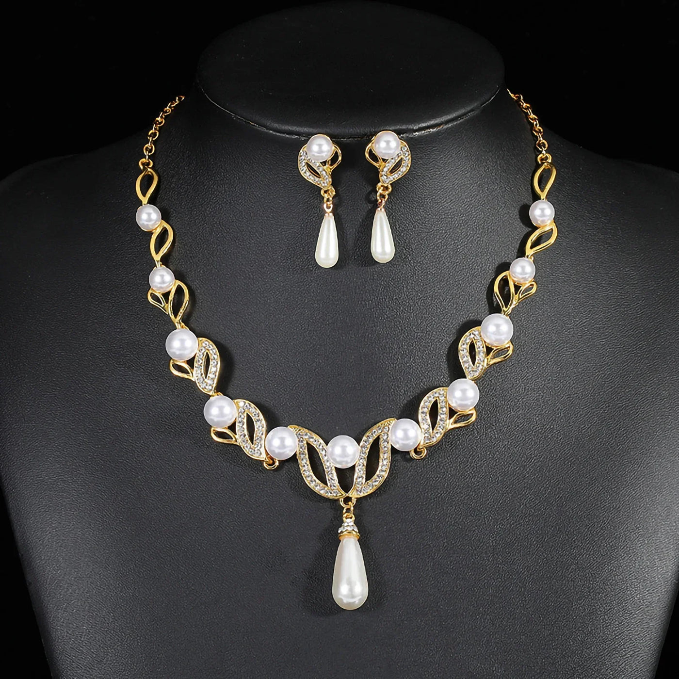 Luxury Rhinestone & Faux Pearl Bridal Jewelry Set