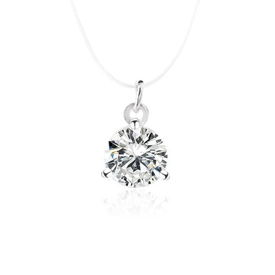 Transparent Fishing Line Necklace for Women Invisible Chain Clavicle Chain Rhinestone Zircon Heart Choker Trendy Jewelry