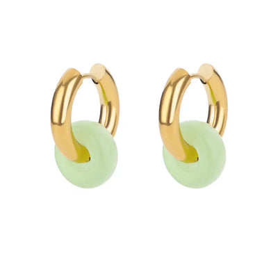 Natural Stone Drop Earrings for Women Stainless Steel Gold Color Opal Round Earrings Party Christmas Fashion Jewerly Gift Femme