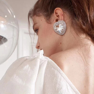 Pendientes colgantes con forma de corazón de cristal grande de Stonefans