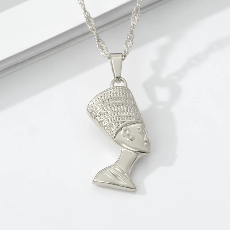 Vintage Egyptian Queen Nefertiti Necklaces For Women Stainless Steel Choker Necklace Black History Month Jewelry Gift