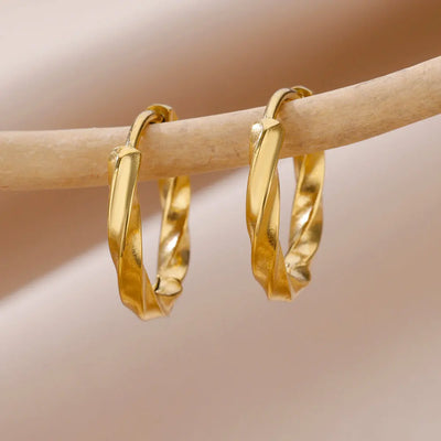Stainless Steel Earrings for Women Gold Color Round Hoop Earrings 2023 Trending New Classic Couple Ear Piercing Jewelry aretes