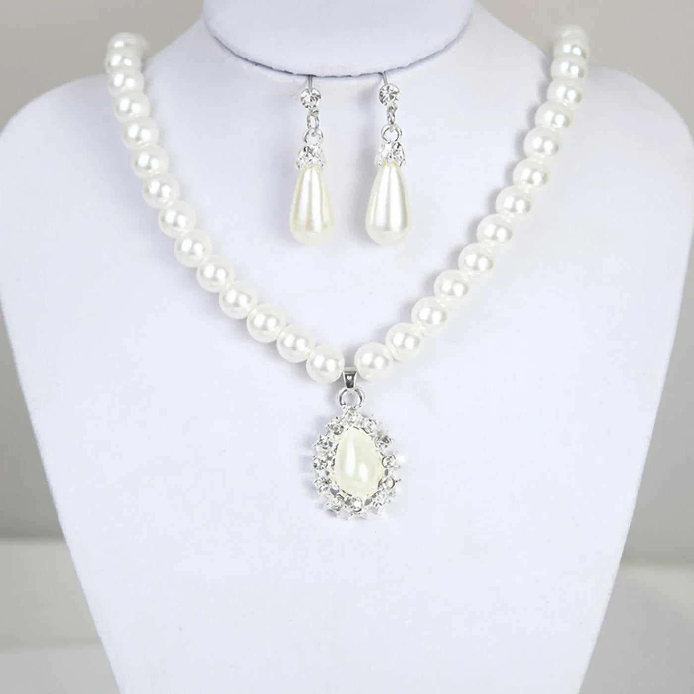 Luxury Rhinestone & Faux Pearl Bridal Jewelry Set
