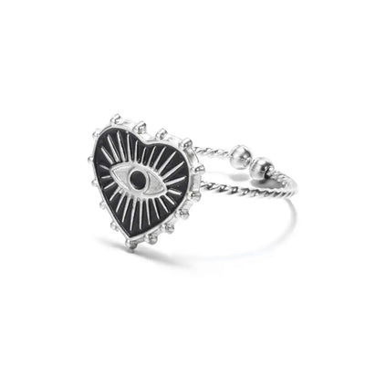 GATTVICT Fashion Turkey Evil Eye Heart Open Rings For Women Ring Turkish Eye Joints Gold Color Rings Men Stainless Steel Jewelry