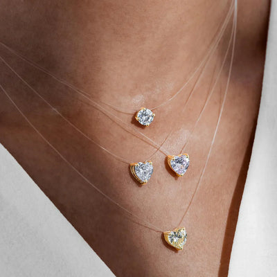 Fishing Line Necklace Invisible Choker Rhinestone Zircon worn by model