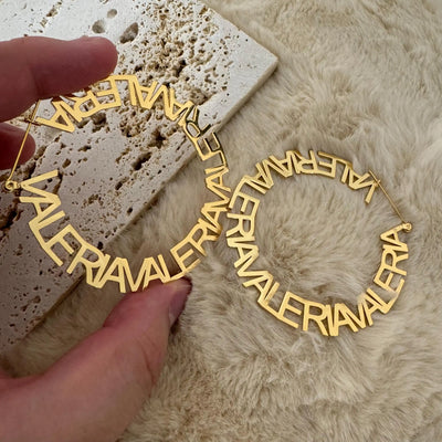 Pendientes de aro personalizados, pendientes de aro con letras, pendientes circulares, pendientes de bambú con nombre, pendientes con nombre personalizado, regalo para mamá, joyería
