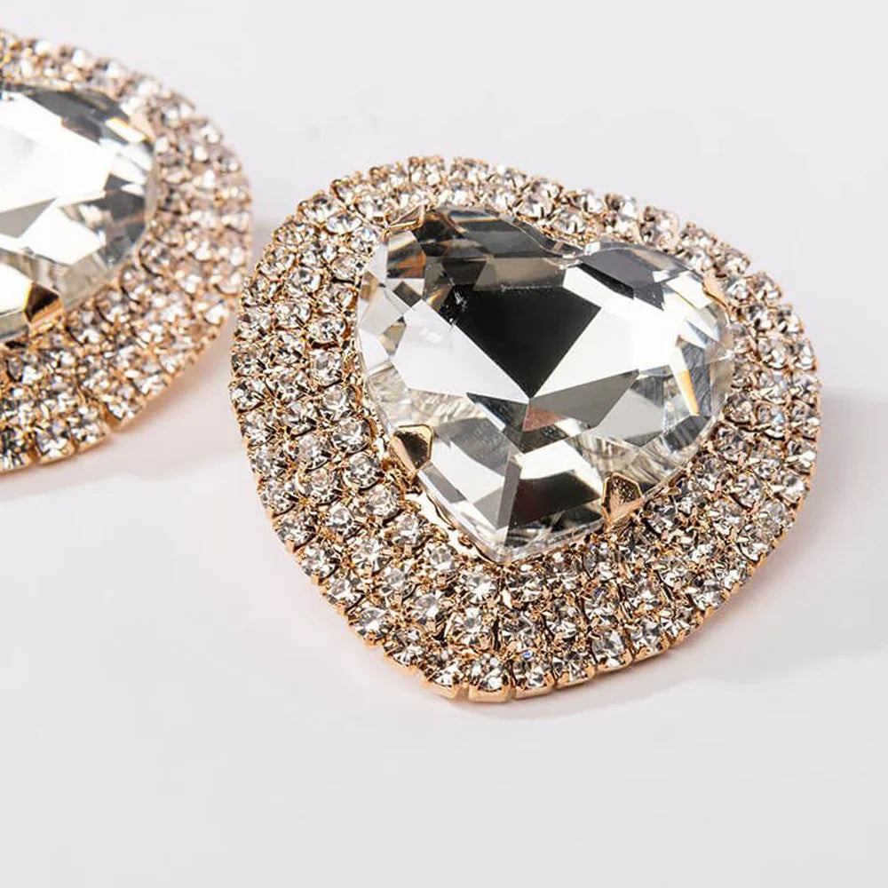 Pendientes colgantes con forma de corazón de cristal grande de Stonefans