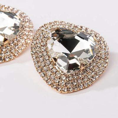 Pendientes colgantes con forma de corazón de cristal grande de Stonefans