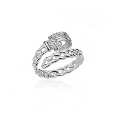 Zircon Crystal Stone Rainbow Rings For Women Stainless Steel Gold Color Wedding Couple Ring Christmas Jewelry Gift Bijoux Femme