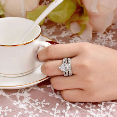Newshe 925 Sterling Silver Engagement Rings Set on hand.