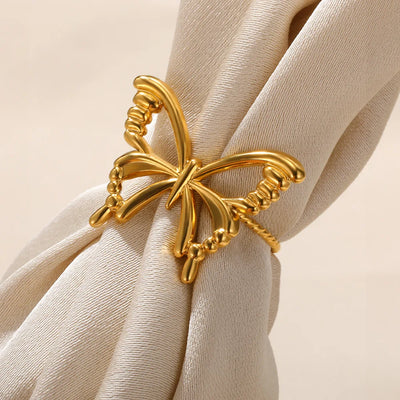 Fashion Butterfly Ring For Women Gold Color Stainless Steel Adjustable Finger Ring Y2k Jewelry Wedding Party Gift