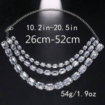 Stonefans Colourful Square Jewelry Set Choker Statement Accessories Fashion Geometric Rhinestone Necklace Ring Set for Women