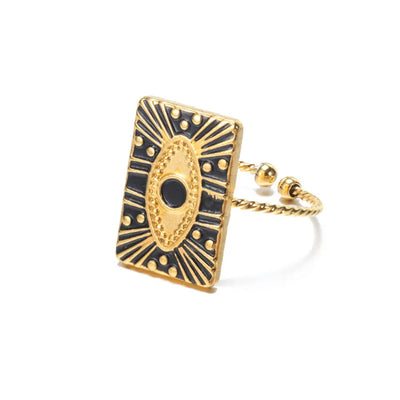 GATTVICT Fashion Turkey Evil Eye Heart Open Rings For Women Ring Turkish Eye Joints Gold Color Rings Men Stainless Steel Jewelry