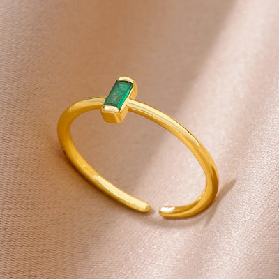 Mini Water Drop Zircon Ring Stainless Steel Gold Color — Adjustable Elegance