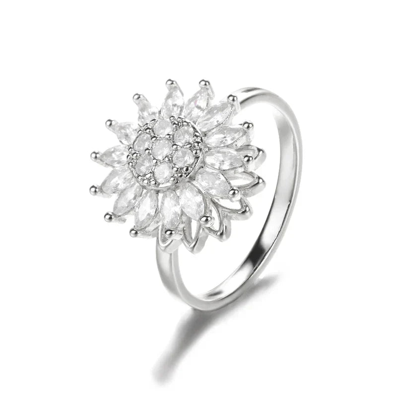 Zircon Crystal Stone Rainbow Rings For Women Stainless Steel Gold Color Wedding Couple Ring Christmas Jewelry Gift Bijoux Femme
