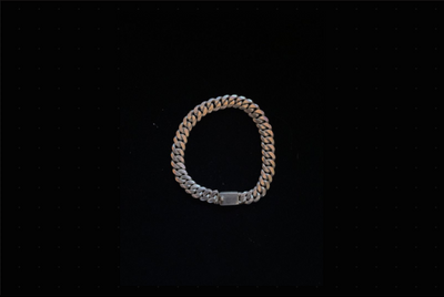 8MM Miami Cuban Link Bracelet with high-polish stainless steel links and box clasp on black background.