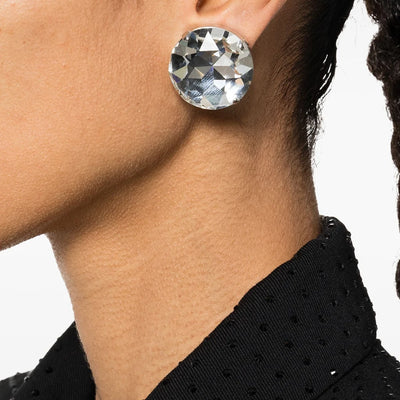 Pendientes Stonefans grandes y redondos con clip para las orejas, joyería sin perforaciones para mujer, pendientes de clip con cristales brillantes de diseñador, accesorios de boda