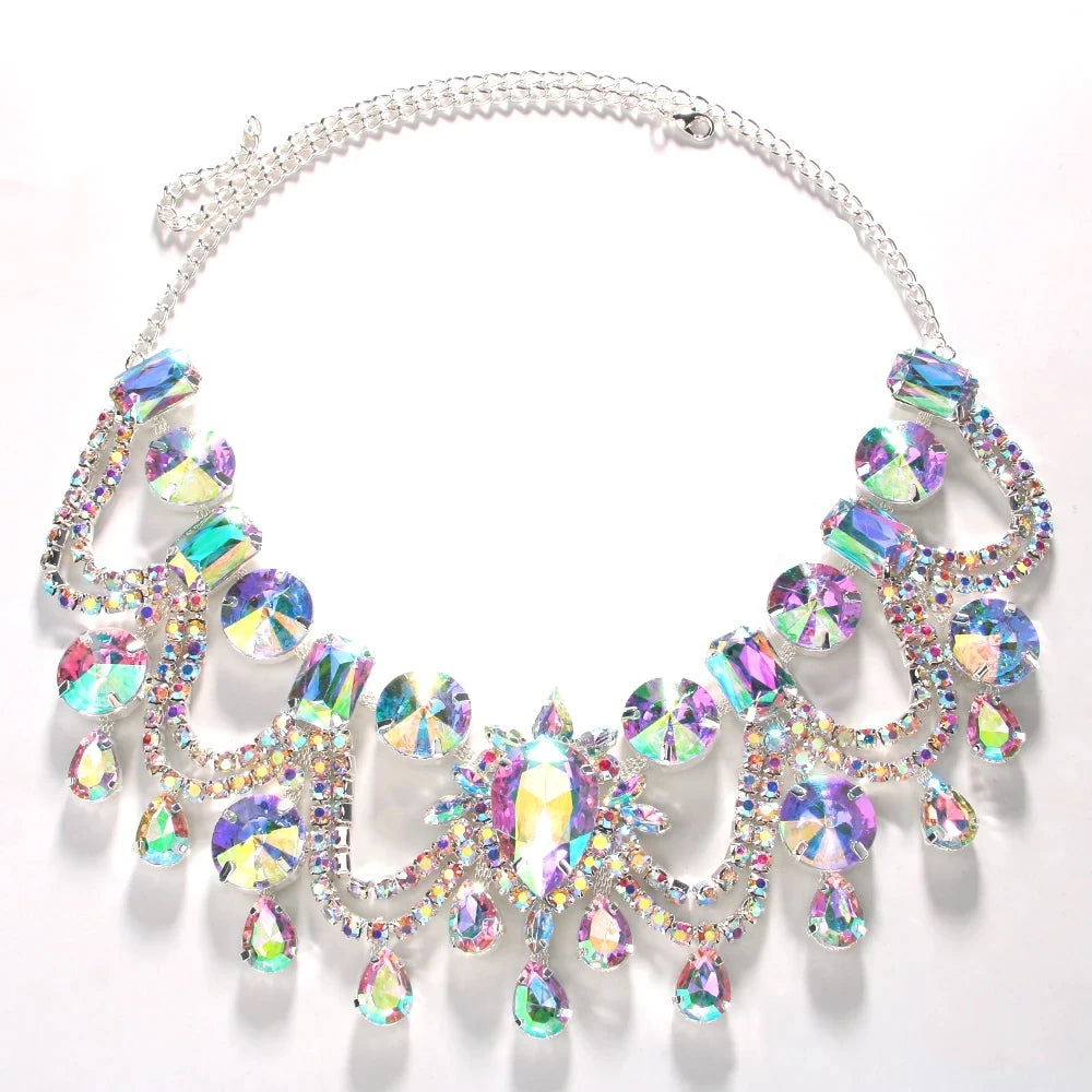 Stonefans Yellow Rhinestone Statement Choker Necklace for Women Exaggerated Water Drop Crystal Collar Choker Christmas Jewelry