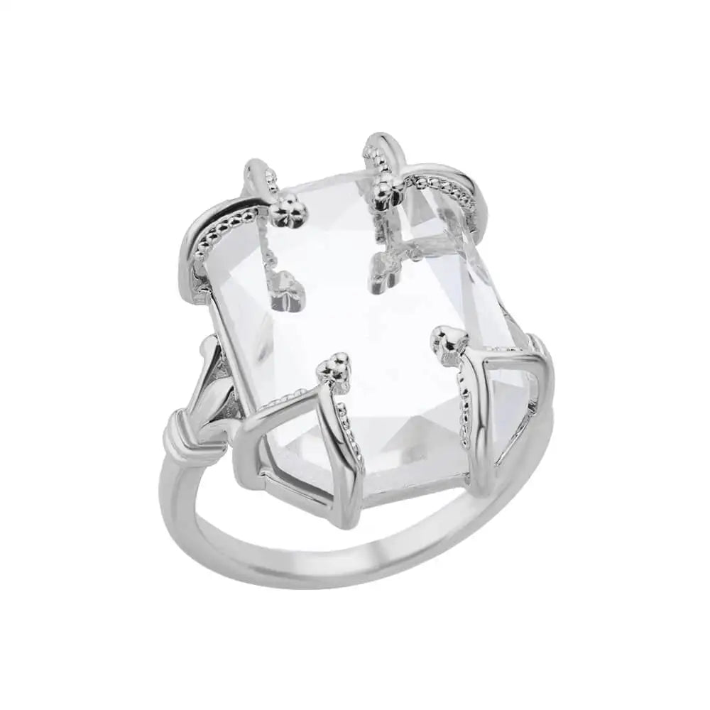 Gold-Plated Zircon Square Ring Stainless Steel – Wrapped Fashion Ring 2025